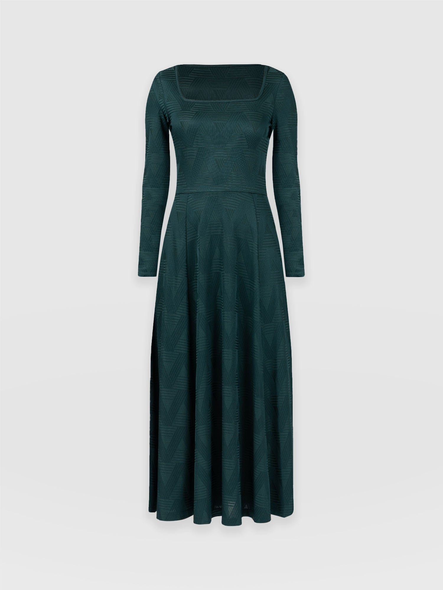 Darcey Flared Dress - Teal Jacquard
